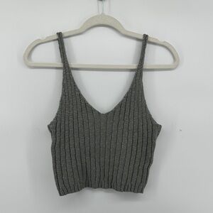 VTG Y2K Causal Festival Boho Charlotte Russe Charcoal Ribbed Camisole SzL